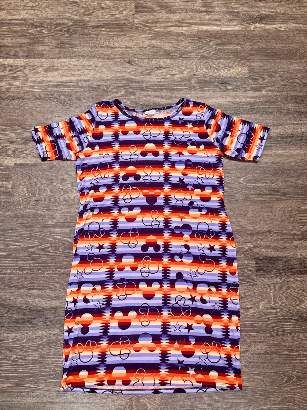 LuLaRoe Disney Julia Dress 3XL Mickey Mouse Geometric Bodycon Midi